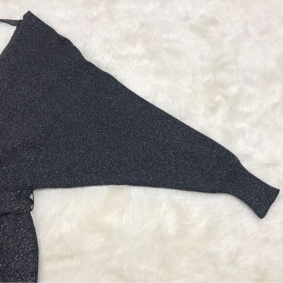 GIANNI BINI Alston Sexy Low Cut Sweater Dress Belted Black Gray Sz XS Small New - Picture 9 of 16